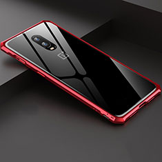 Luxury Aluminum Metal Frame Mirror Cover Case for OnePlus 6T Red
