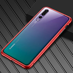 Luxury Aluminum Metal Frame Mirror Cover Case M02 for Huawei P20 Pro Red