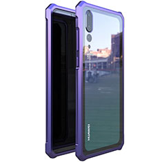Luxury Aluminum Metal Frame Mirror Cover Case M03 for Huawei P20 Pro Purple