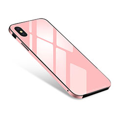 Luxury Aluminum Metal Frame Mirror Cover Case S01 for Apple iPhone Xs Max Pink