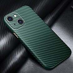 Luxury Carbon Fiber Twill Soft Case Cover for Apple iPhone 14 Plus Green