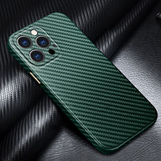 Luxury Carbon Fiber Twill Soft Case Cover for Apple iPhone 15 Pro Max Green