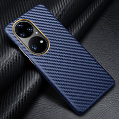 Luxury Carbon Fiber Twill Soft Case Cover for Huawei P50e Blue