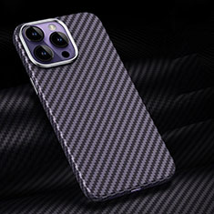 Luxury Carbon Fiber Twill Soft Case T01 for Apple iPhone 16 Pro Max Purple