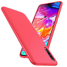 Luxury Carbon Fiber Twill Soft Case T02 for Samsung Galaxy A90 5G Red