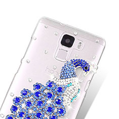 Luxury Diamond Bling Peacock Hard Rigid Case Cover for Huawei Honor 7 Blue