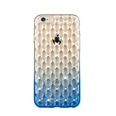 Luxury Diamond Bling Transparent Gradient Soft Case for Apple iPhone 6 Plus Blue