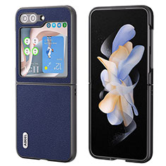 Luxury Leather Matte Finish and Plastic Back Cover Case AD4 for Samsung Galaxy Z Flip5 5G Blue