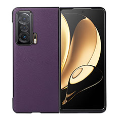 Luxury Leather Matte Finish and Plastic Back Cover Case B01H for Huawei Honor Magic V 5G Purple