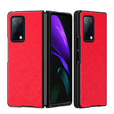 Luxury Leather Matte Finish and Plastic Back Cover Case B01H for Huawei Mate X2 Red