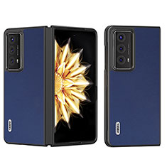 Luxury Leather Matte Finish and Plastic Back Cover Case B02H for Huawei Honor Magic V2 5G Navy Blue