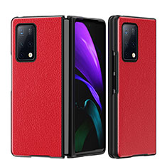 Luxury Leather Matte Finish and Plastic Back Cover Case B02H for Huawei Mate X2 Red