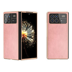 Luxury Leather Matte Finish and Plastic Back Cover Case B02H for Xiaomi Mix Fold 3 5G Rose Gold