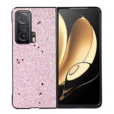 Luxury Leather Matte Finish and Plastic Back Cover Case B03H for Huawei Honor Magic V 5G Rose Gold