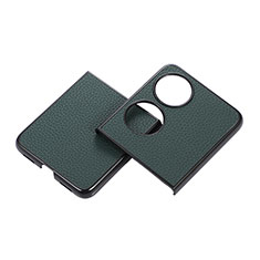 Luxury Leather Matte Finish and Plastic Back Cover Case B04H for Huawei Pocket S Green