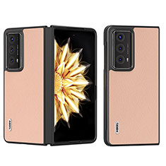 Luxury Leather Matte Finish and Plastic Back Cover Case B06H for Huawei Honor Magic V2 5G Rose Gold