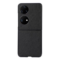 Luxury Leather Matte Finish and Plastic Back Cover Case B06H for Huawei Pocket S Black