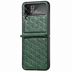 Luxury Leather Matte Finish and Plastic Back Cover Case B07 for Samsung Galaxy Z Flip4 5G Green