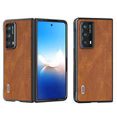 Luxury Leather Matte Finish and Plastic Back Cover Case B08H for Huawei Honor Magic V2 Ultimate 5G Brown