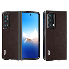 Luxury Leather Matte Finish and Plastic Back Cover Case B10H for Huawei Honor Magic Vs2 5G Brown