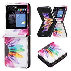 Luxury Leather Matte Finish and Plastic Back Cover Case BF1 for Samsung Galaxy Z Flip5 5G Mixed