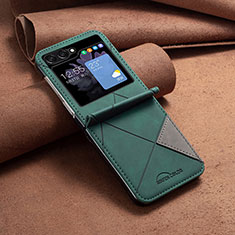 Luxury Leather Matte Finish and Plastic Back Cover Case BF4 for Samsung Galaxy Z Flip5 5G Green