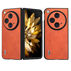 Luxury Leather Matte Finish and Plastic Back Cover Case BH1 for OnePlus Open 5G Orange