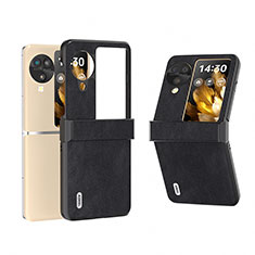 Luxury Leather Matte Finish and Plastic Back Cover Case BH1 for Oppo Find N3 Flip 5G Black