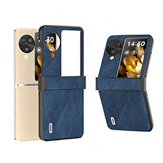 Luxury Leather Matte Finish and Plastic Back Cover Case BH1 for Oppo Find N3 Flip 5G Blue