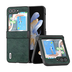 Luxury Leather Matte Finish and Plastic Back Cover Case BH1 for Samsung Galaxy Z Flip5 5G Green