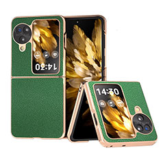 Luxury Leather Matte Finish and Plastic Back Cover Case BH11 for Oppo Find N3 Flip 5G Green