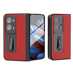 Luxury Leather Matte Finish and Plastic Back Cover Case BH12 for Oppo Find N2 5G Red