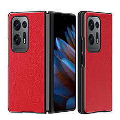 Luxury Leather Matte Finish and Plastic Back Cover Case BH14 for Oppo Find N2 5G Red