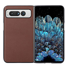 Luxury Leather Matte Finish and Plastic Back Cover Case BH2 for Google Pixel Fold 5G Brown