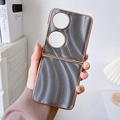 Luxury Leather Matte Finish and Plastic Back Cover Case BH2 for Huawei P60 Pocket Gray