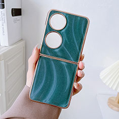 Luxury Leather Matte Finish and Plastic Back Cover Case BH2 for Huawei P60 Pocket Green