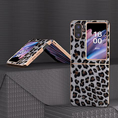 Luxury Leather Matte Finish and Plastic Back Cover Case BH2 for Oppo Find N2 Flip 5G Dark Gray