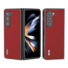 Luxury Leather Matte Finish and Plastic Back Cover Case BH2 for Samsung Galaxy Z Fold5 5G Red