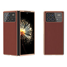 Luxury Leather Matte Finish and Plastic Back Cover Case BH2 for Xiaomi Mix Fold 3 5G Brown