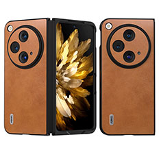 Luxury Leather Matte Finish and Plastic Back Cover Case BH21 for OnePlus Open 5G Brown