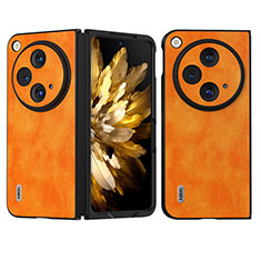 Luxury Leather Matte Finish and Plastic Back Cover Case BH22 for OnePlus Open 5G Orange