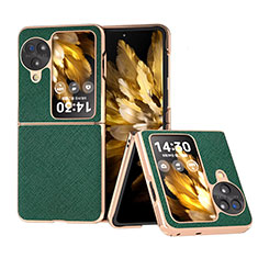 Luxury Leather Matte Finish and Plastic Back Cover Case BH26 for Oppo Find N3 Flip 5G Green