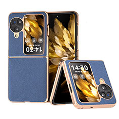 Luxury Leather Matte Finish and Plastic Back Cover Case BH27 for Oppo Find N3 Flip 5G Blue