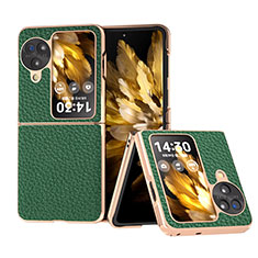 Luxury Leather Matte Finish and Plastic Back Cover Case BH28 for Oppo Find N3 Flip 5G Green