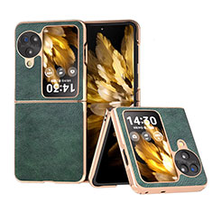 Luxury Leather Matte Finish and Plastic Back Cover Case BH29 for Oppo Find N3 Flip 5G Green