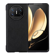 Luxury Leather Matte Finish and Plastic Back Cover Case BH3 for Huawei Mate X3 Black