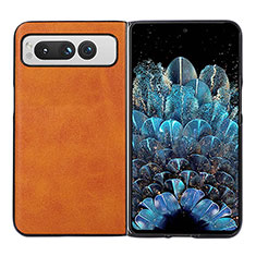 Luxury Leather Matte Finish and Plastic Back Cover Case BH4 for Google Pixel Fold 5G Orange