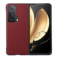 Luxury Leather Matte Finish and Plastic Back Cover Case BH4 for Huawei Honor Magic V 5G Red