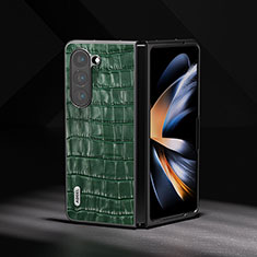 Luxury Leather Matte Finish and Plastic Back Cover Case BH4 for Samsung Galaxy Z Fold5 5G Green