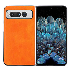 Luxury Leather Matte Finish and Plastic Back Cover Case BH5 for Google Pixel Fold 5G Orange